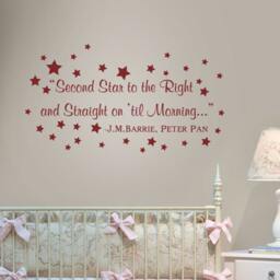 Peter Pan Wall Decal Quote - Decals Nursery - Second Star To The Right Nursery Quotes - Kids Boys Room Playroom Home Decor - 144 - thumbnail 2