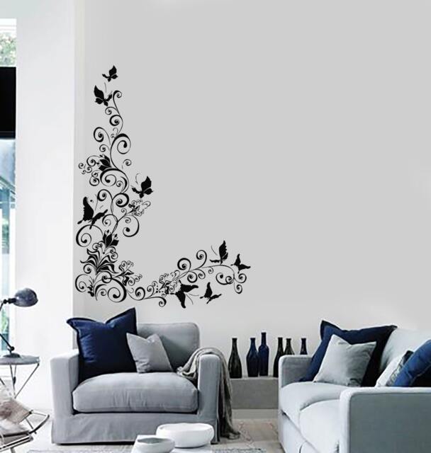Wall Vinyl Decal Flowers Floral Tree Nature Butterfly Decor 2312Di - image 1