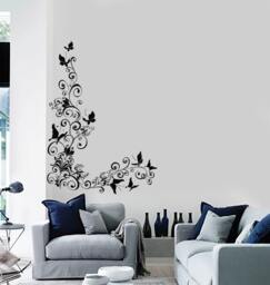 Wall Vinyl Decal Flowers Floral Tree Nature Butterfly Decor 2312Di - thumbnail 1