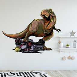 Jurassic World Camp Cretaceous Wall Sticker - T-Rex Crushing Car Decal Art - thumbnail 1