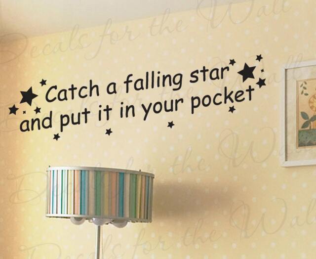 Catch Falling Star & Put Your Pocket Girl Or Boy Room Kid Baby Nursery Vinyl Large Wall Decal Quote Sticker Lettering Art Decoration B16 - image 1