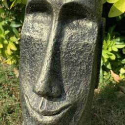 stone Garden Easter Island Head Moai Tiki Gold Concrete Ornament - thumbnail 3