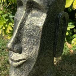 stone Garden Easter Island Head Moai Tiki Gold Concrete Ornament - thumbnail 2