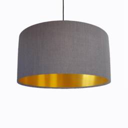 Grey Lampshade in Linen With Gold Lining, Textured Large Ceiling Lightshade - thumbnail 3