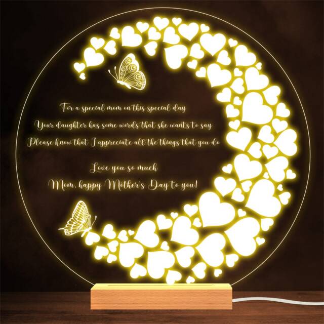 Butterflies & Hearts Poem For Mother Personalised Gift Lamp Night Light - image 1