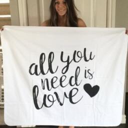 All You Need Is Love Baby Blanket, Crib Bedding, Sheet, Photoprop, Floral Swaddle, Gift, Modern Nursery Decor - thumbnail 4