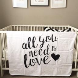 All You Need Is Love Baby Blanket, Crib Bedding, Sheet, Photoprop, Floral Swaddle, Gift, Modern Nursery Decor - thumbnail 2