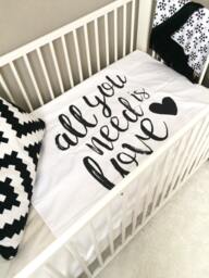 All You Need Is Love Baby Blanket, Crib Bedding, Sheet, Photoprop, Floral Swaddle, Gift, Modern Nursery Decor - thumbnail 1