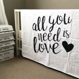 All You Need Is Love Baby Blanket, Crib Bedding, Sheet, Photoprop, Floral Swaddle, Gift, Modern Nursery Decor - thumbnail 3