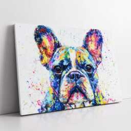 Colorful French Bulldog Abstract Oil Painting Wall Art Framed Canvas Poster Print Living Room Dog Home Decor Pet Frenchie Gift Idea - thumbnail 2