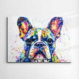 Colorful French Bulldog Abstract Oil Painting Wall Art Framed Canvas Poster Print Living Room Dog Home Decor Pet Frenchie Gift Idea - thumbnail 3