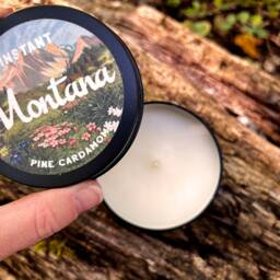 Fall Cozy Scented Candles - Instant Montana Candle Tin Woodsy Scent Pine Cardamom - thumbnail 2