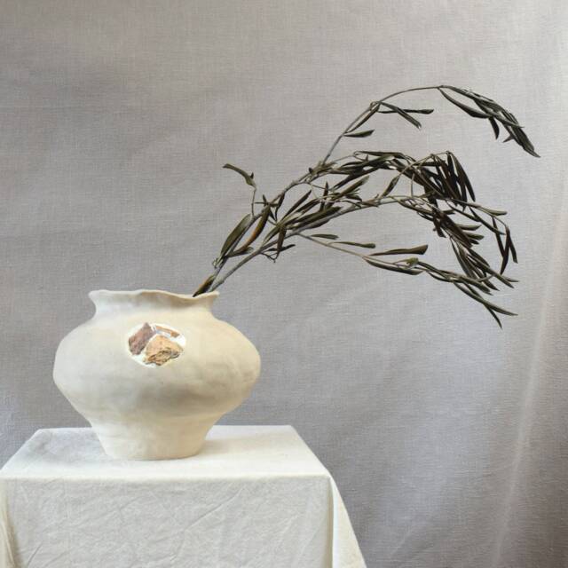 Handmade Coastal Moon Jar Vase White Clay With Foraged Beach Inclusions From Hastings, UK - image 1