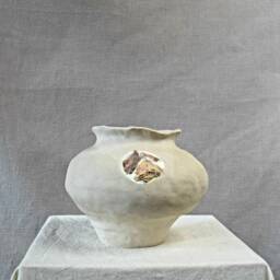 Handmade Coastal Moon Jar Vase White Clay With Foraged Beach Inclusions From Hastings, UK - thumbnail 2