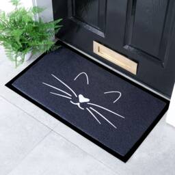 Cat Face Indoor & Outdoor Doormat - Long Lasting Welcome Door Mat Easy To Clean Anti-Slip Dirt Trapper Non-Shed Front