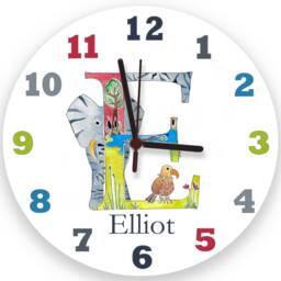 Personalised Animal Alphabet Initial Clock - Nursery Room- Baby Name Gift 1st Birthday/Baptism UK