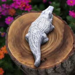 Concrete Crocodile Statue Cement Aligator Garden Sculpture Outdoor Animal Ornament Stone Decor Patio Or Pond Landscape Lover Gift - thumbnail 4