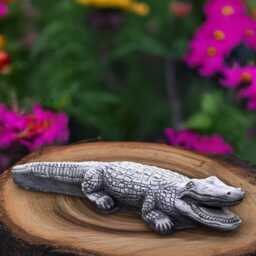 Concrete Crocodile Statue Cement Aligator Garden Sculpture Outdoor Animal Ornament Stone Decor Patio Or Pond Landscape Lover Gift - thumbnail 2