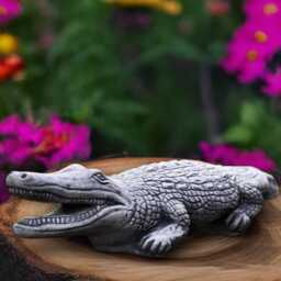 Concrete Crocodile Statue Cement Aligator Garden Sculpture Outdoor Animal Ornament Stone Decor Patio Or Pond Landscape Lover Gift - thumbnail 1