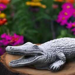 Concrete Crocodile Statue Cement Aligator Garden Sculpture Outdoor Animal Ornament Stone Decor Patio Or Pond Landscape Lover Gift - thumbnail 3