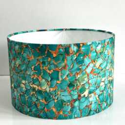 Handmade By Order Abstract Jade Green Paint Patch Pattern Drum Velvet Lamp Shade Pendant Light All Sizes & Shapes - thumbnail 4