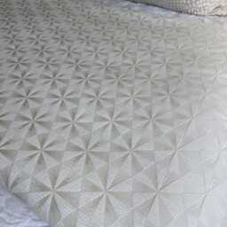 Handmade Geometric Bed Runner King/Queen Twin Throw Scarf Blanket Ivory Natural Bedroom Decor , Designer Braxton Chalk Fabric - thumbnail 4
