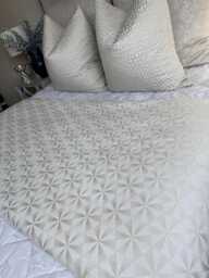 Handmade Geometric Bed Runner King/Queen Twin Throw Scarf Blanket Ivory Natural Bedroom Decor , Designer Braxton Chalk Fabric