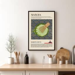 Japanese Matcha Tea Print, Chai, Japan, China, Food, Kitchen Print, Retro Poster, Wall Art, Restaurant Lover Gift, Cafe Decor - thumbnail 1