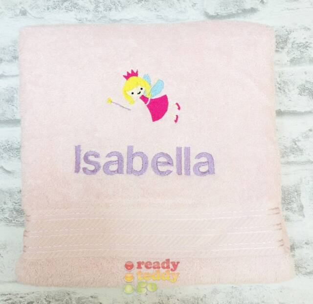 Personalised Swimming/Bath Towel Sheet Fairy Embroidered Unisex Boys Girls Children's Kids With Any Name 500Gsm - image 1