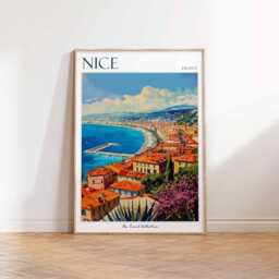 Nice France Travel Poster French Riviera Coastal Art - thumbnail 3