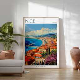 Nice France Travel Poster French Riviera Coastal Art - thumbnail 2
