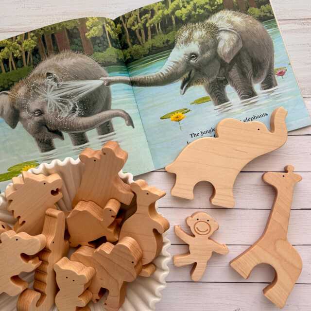 Wooden Zoo Animal Toys Montessori Safari Set - image 1