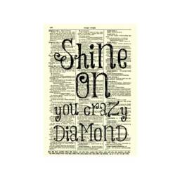 Shine On You Crazy Diamond Quote An Upcycled Antique 125+ Year Old Dictionary Page Art Print, Light Academia Aesthetic, Cottagecore - thumbnail 3