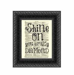 Shine On You Crazy Diamond Quote An Upcycled Antique 125+ Year Old Dictionary Page Art Print, Light Academia Aesthetic, Cottagecore - thumbnail 1