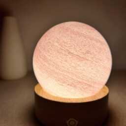 Custom Pink Swirl Glass Night Light, Soft Lamp, Unique Gift For Her, Minimalist Desk Personalized Living Room Decor - thumbnail 2