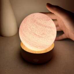 Custom Pink Swirl Glass Night Light, Soft Lamp, Unique Gift For Her, Minimalist Desk Personalized Living Room Decor - thumbnail 4