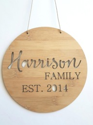 Personalised Family Name Wooden Wall Hanging 19.5cm-Wall Sign-Custom Name-Wedding-New Parents-Lasercut-Plaque-First Born-Children-Kids