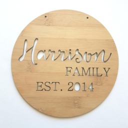 Personalised Family Name Wooden Wall Hanging 19.5cm-Wall Sign-Custom Name-Wedding-New Parents-Lasercut-Plaque-First Born-Children-Kids - thumbnail 2