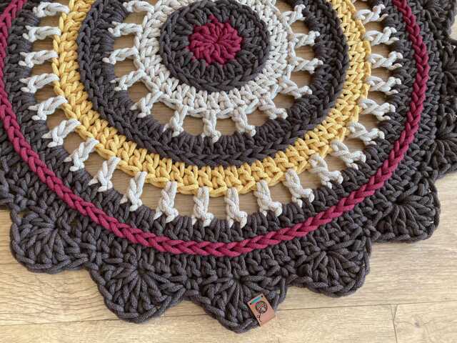 Custom Round Handmade Crochet Rug, Washable Cotton Natural Carpet, Modern Floor Rug - image 1