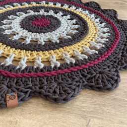 Custom Round Handmade Crochet Rug, Washable Cotton Natural Carpet, Modern Floor Rug - thumbnail 2