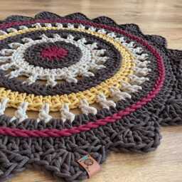 Custom Round Handmade Crochet Rug, Washable Cotton Natural Carpet, Modern Floor Rug - thumbnail 3