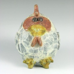 Bronze Rooster Sculpture - Comedic Chicken Figurine, Yolk Art - thumbnail 3
