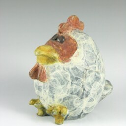 Bronze Rooster Sculpture - Comedic Chicken Figurine, Yolk Art - thumbnail 2