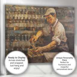 Skilled Bartender Serving Drinks Rustic Bar Impressionist Canvas Wall Art Print Decor Picture Ready To Hang - thumbnail 3