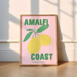 Amalfi Coast Print - 3 Colours Travel - Travel Prints, Italy, Sicily, Print, Poster, Lemon European, Sun - thumbnail 2