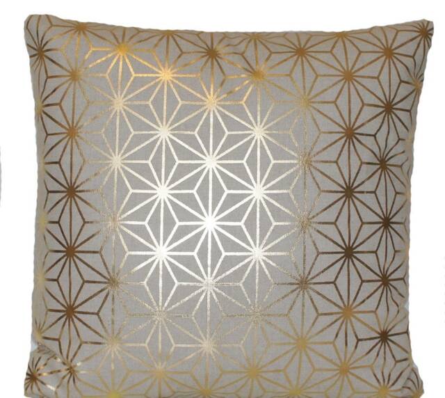 Gold Star Geometric Cushion Cover Natural Linen Throw Pillow