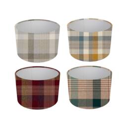 Handmade Tartan Lampshade, Katrine Carmine Cloud Cornflower Teal, UK Made - thumbnail 3