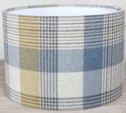 Handmade Tartan Lampshade, Katrine Carmine Cloud Cornflower Teal, UK Made - thumbnail 2