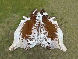Natural Brown & White Spotted Cowhide Rug-Luxurious Hair On Hide For Living Room-Brazillian Cowhide-Western Decor-Floor Area Rug - thumbnail 1