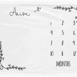 Rustic Flower Border Milestone Blanket, Growth Mat, Personalised Baby Month Personalized Age Blanket - thumbnail 2
